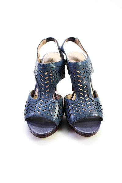 Adrienne Vittadini Womens Texture Mesh Cut-Out Opened Stiletto Heels Blue Size 6