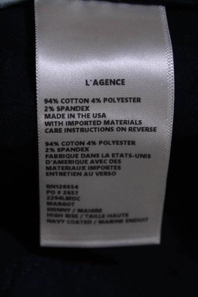 L'Agence Womens Cotton Metallic Mid-Rise Skinny Leg Jeans Navy Blue Size 25