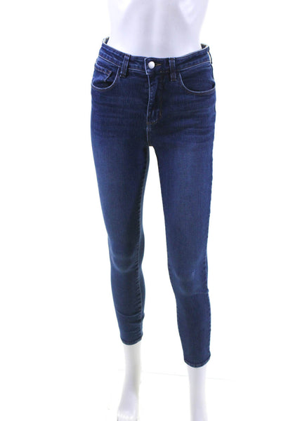 L'Agence Womens Cotton Medium-Wash Mid-Rise Skinny Leg Denim Jeans Blue Size 26
