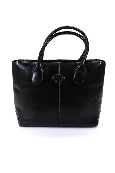 JP Tods Women's Leather Zip Up Top Handle Bag Black Size M