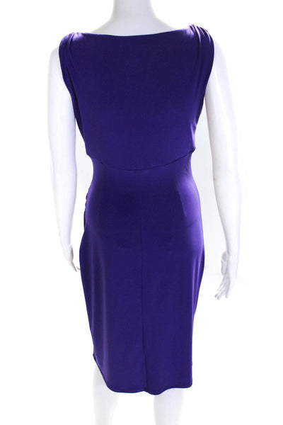 Lauren Ralph Lauren Womens Sleeveless Ruched Midi Bodycon Dress Purple Size 4