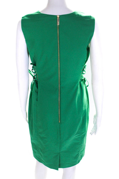 Calvin Klein Womens Cotton Lace Up Waist Sleeveless Sheath Dress Green Size 6