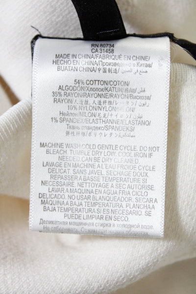 BCBGMaxazria Women's Textured Quarter Sleeve Cropped Knit Top White Size XS