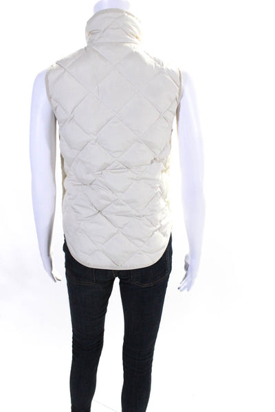 J Crew Womens Quilted Turtleneck Full Zip 2 Pocket Vest Jacket Ivory White P2XS
