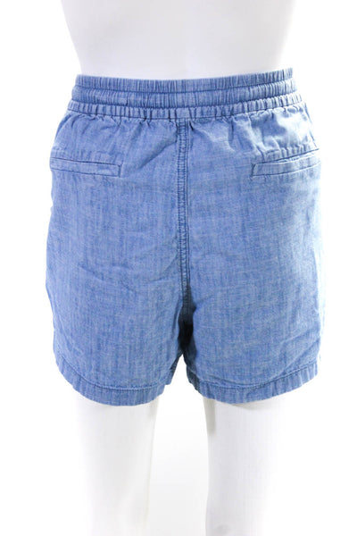 Point Sur Womens Blue Cotton Drawstring High Rise Chambray Shorts Size L