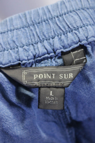 Point Sur Womens Blue Cotton Drawstring High Rise Chambray Shorts Size L