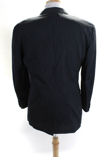 Etro Milano Mens Wool Pinstripe Print Two Button Blazer Jacket Black Size 50R