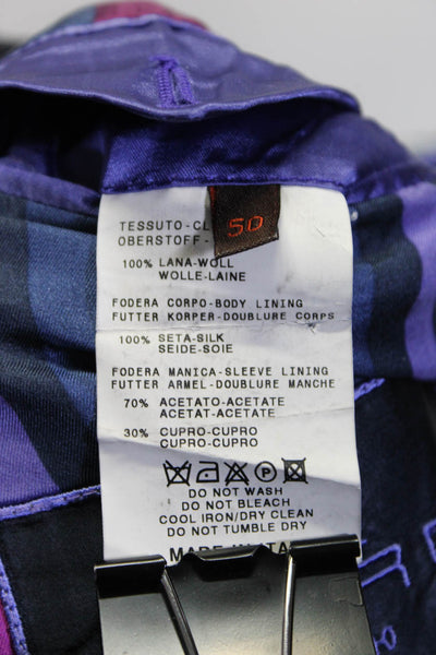 Etro Milano Mens Wool Pinstripe Print Two Button Blazer Jacket Black Size 50R