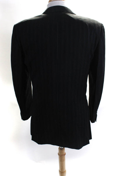 Ermenegildo Zegna Mens Pinstripe Print Two Button Blazer Jacket Black Size 44