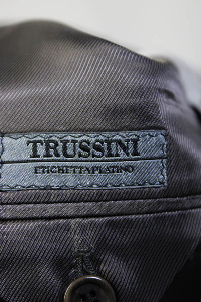 Trussini Mens Wool Woven Three Button Long Sleeve Blazer Jacket Black Size 54L