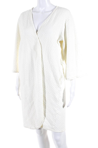 Oscar de la Renta Pink Label Womens Robe White Cotton Size Medium