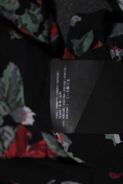 Saint Laurent Women's Silk Collared Floral Button Down Blouse Black Size S
