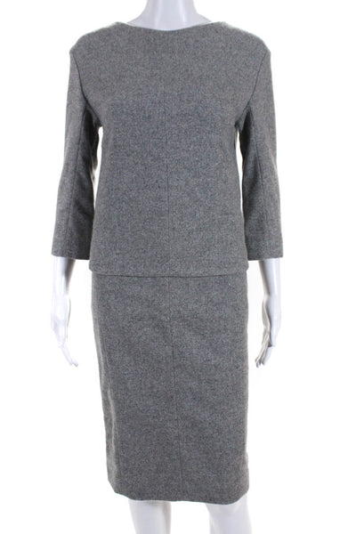 Narciso Rodriguez Women's Flat Front Midi Cashmere Pencil Skirt Gray Size 6