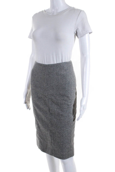 Narciso Rodriguez Women's Flat Front Midi Cashmere Pencil Skirt Gray Size 6