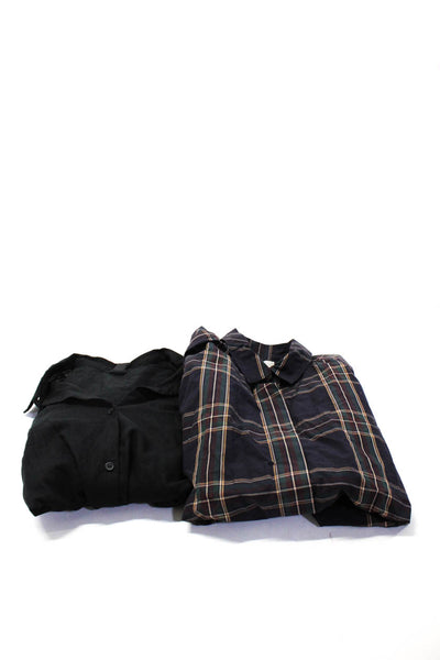 Everlane H&M Mens Linen Plaid Buttoned Long Short Sleeve Tops Black Size M Lot 2