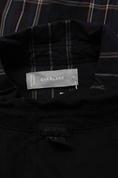 Everlane H&M Mens Linen Plaid Buttoned Long Short Sleeve Tops Black Size M Lot 2