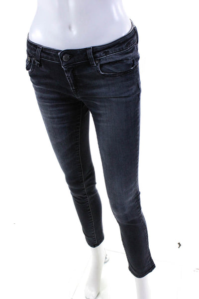 R13 Womens Low Rise Skinny Leg Jeans Black Cotton Size 27