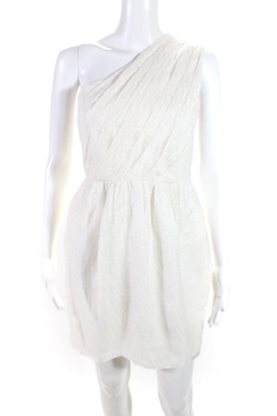 Shoshanna Womens White Textured One Shoulder Sleeveless Shift Dress Size S