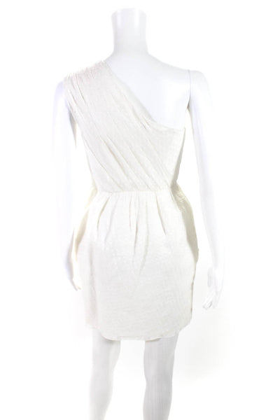 Shoshanna Womens White Textured One Shoulder Sleeveless Shift Dress Size S