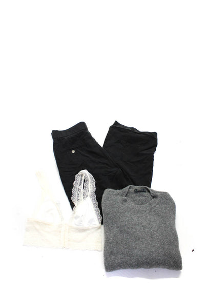Zara Women's Pants Lace Bra Knit Sweater White Black Gray Size M Lot 3
