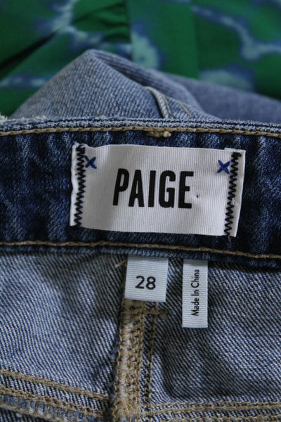 Paige Women's Midrise Fringe Hem Medium Wash Denim Mini Skirt Size 28