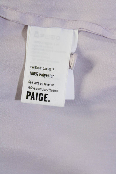 Paige Women's Ruffle Neck Long Sleeves Button Down Blouse Purple Size M