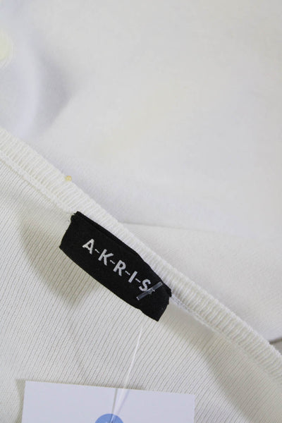 Akris Womens White Cotton Knit Scoop Neck Sleeveless Blouse Top Size 6