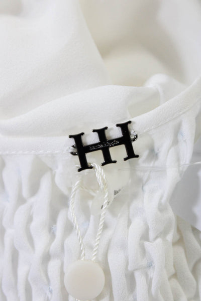 Haute Hippie Women's Cotton Sleeveless V-neck Beaded Tank Top White Size M