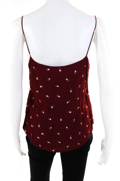 Reformation Women's Spaghetti Strap Silk Floral Tank Top Red Size XS