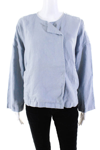 Eileen Fisher Women's Round Double Breast Long Sleeves Jacket Blue Size XS