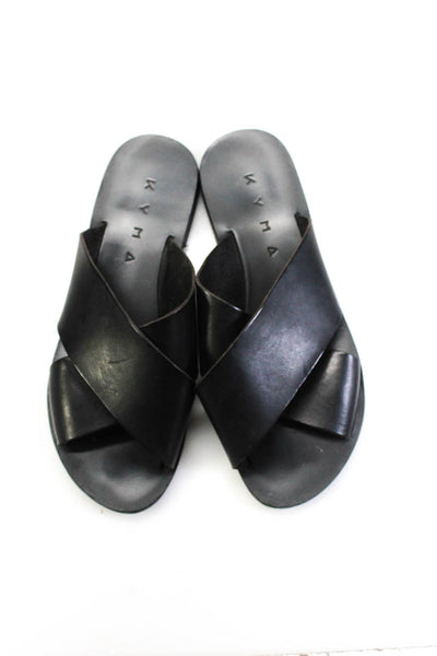 Kyma Women's Crisscross Straps Flip Flops Sandals Black Size 9