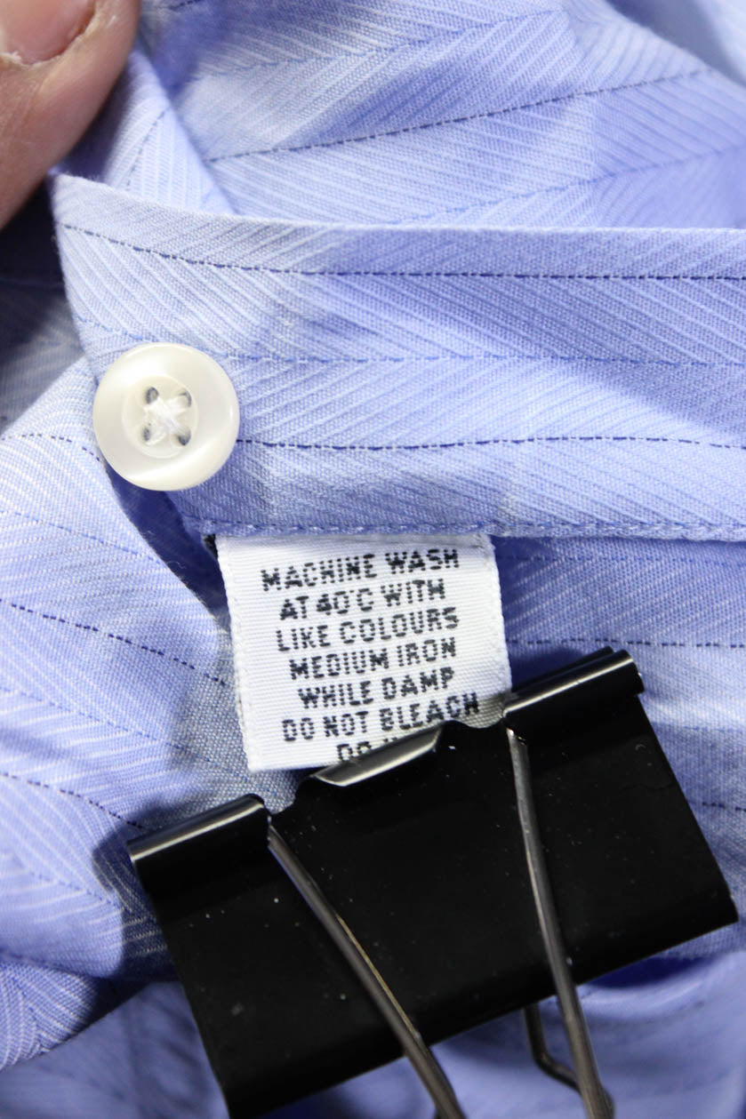 TM Lewin Men's Long Sleeve Button Down Shirts White Blue Size M L