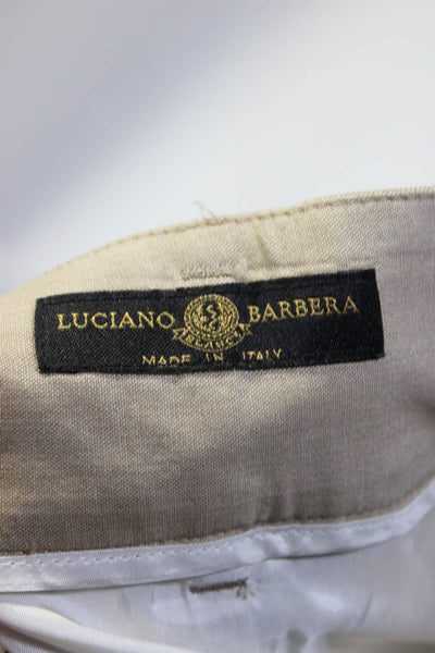 Luciano Barbera Womens Creased Straight Leg Dress Pants Beige Wool Size EUR 42