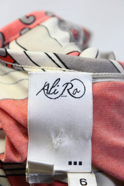 Ali Ra Womens Abstract Sleeveless Matte Jersey Maxi Dress Red Pink Ivory Size 6