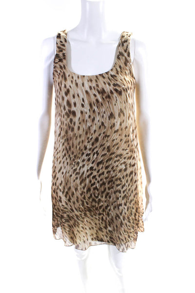 B44 Bailey 44 Womens Leopard Print Chiffon Sequin Shift Dress Brown Size Small