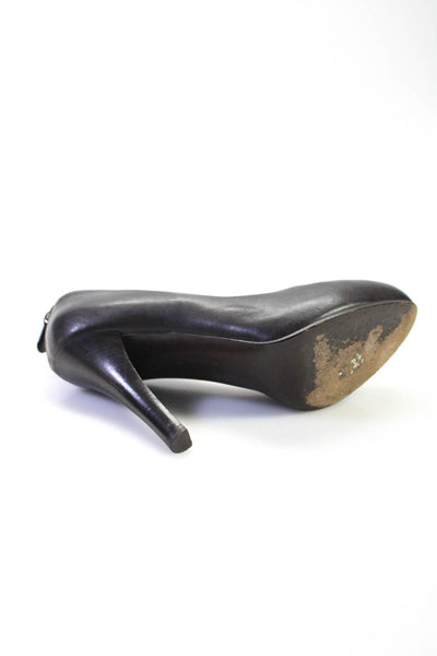 Bottega Veneta Womens Leather Round Toe Zipper Back Pumps Brown Size 37.5 7.5