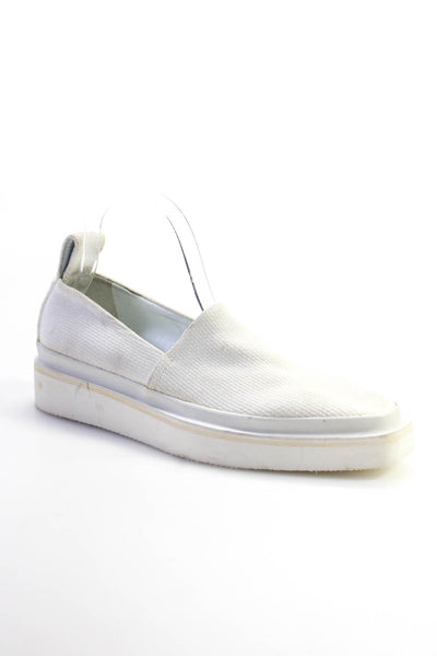 Jil Sander Womens Canvas Knit Platform Slip On Sneakers White Size 38