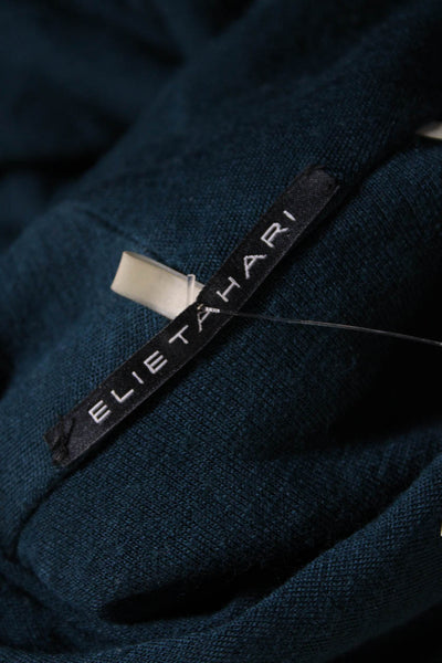 Elie Tahari Womens Long Sleeve Knit Front Zip Sheath Dress Teal Size 2