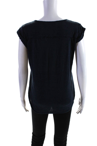Marc By Marc Jacobs Womens Knit Sleeveless Top Tee Shirt Navy Blue Linen Size XS