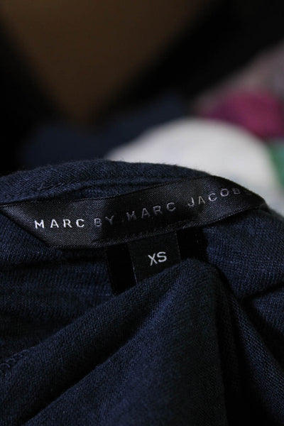 Marc By Marc Jacobs Womens Knit Sleeveless Top Tee Shirt Navy Blue Linen Size XS