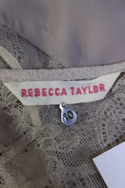 Rebecca Taylor Womens Silk Keyhole Back Ruffled Camisole Top Mauve Gray Size 10