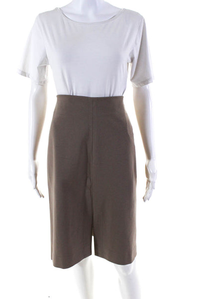 M.M. Lafleur Womens Split Hem Back Zip Knee Length Straight Skirt Brown Size 12