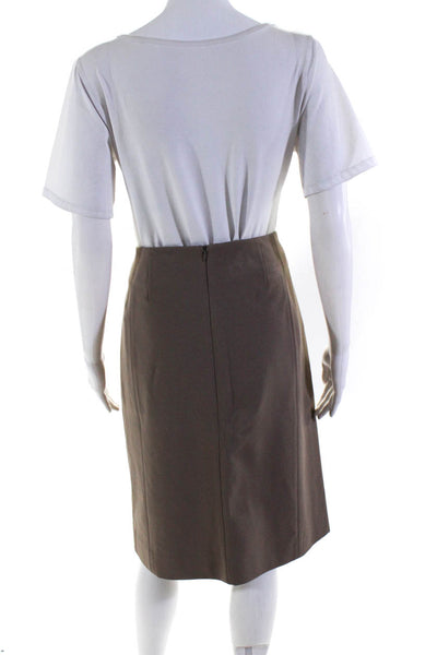 M.M. Lafleur Womens Split Hem Back Zip Knee Length Straight Skirt Brown Size 12