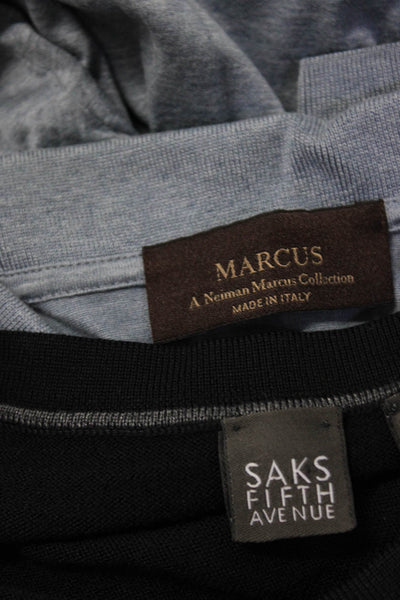 Saks Fifth Avenue Marcus Mens V Neck Sweater Polo Shirt Blue Small Large Lot 2