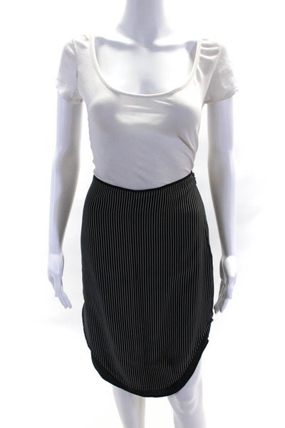 Rag & Bone Womens Side Zip Knee Length Vertical Stripe Silk Skirt Black White 2