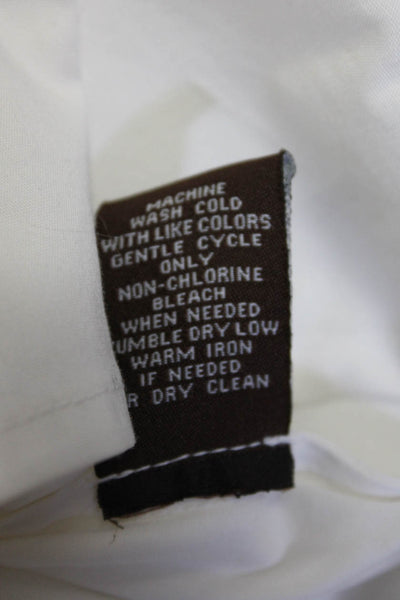 Adrienne Vittadini Womens Cotton Ruffled Sleeveless Button Up Top White Size 8