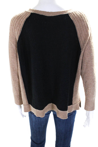 Free People Womens Cotton Colorblock Print Boat Neck Sweater Brown Black Size XS