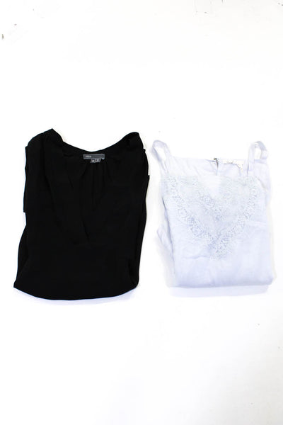 Vince Floreat Womens Silk Blouse Camisole Top Black Light Blue Size XS 4 Lot 2