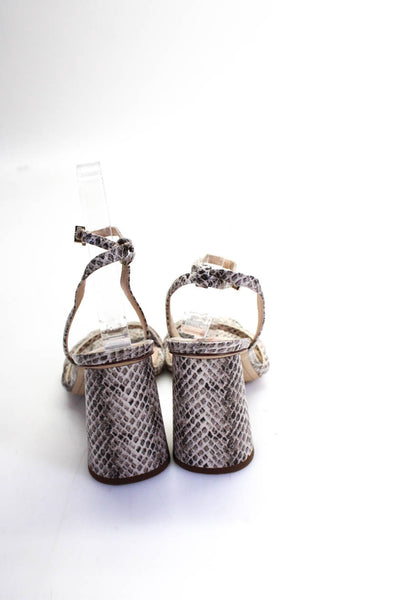 Sam Edelman Womens Block Heel Snake Embossed Sandals Brown Leather Size 6.5