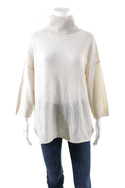 Pure DKNY Women's Wool Cashmere Blend Turtleneck Sweater Ivory Size 4